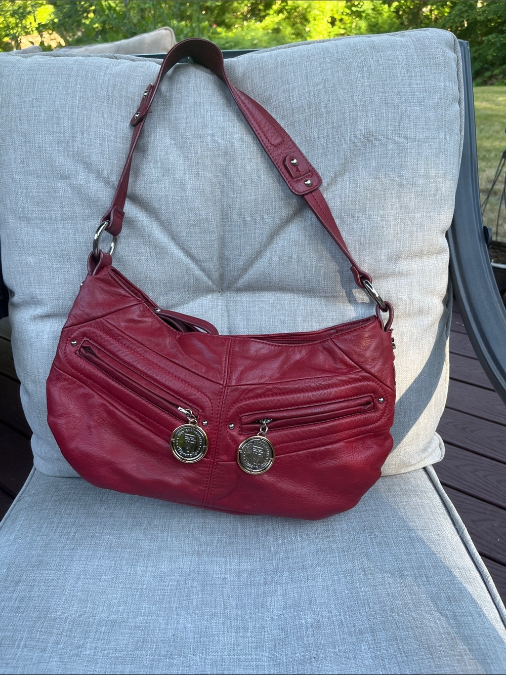 TIGNANELLO 20th Anniversary Genuine Soft Red Leather Hobo Shoulder Bag